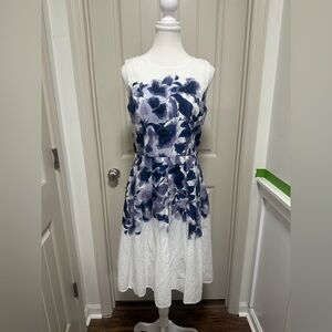 Tommy Hilfiger Blue and White Floral Midi Dress